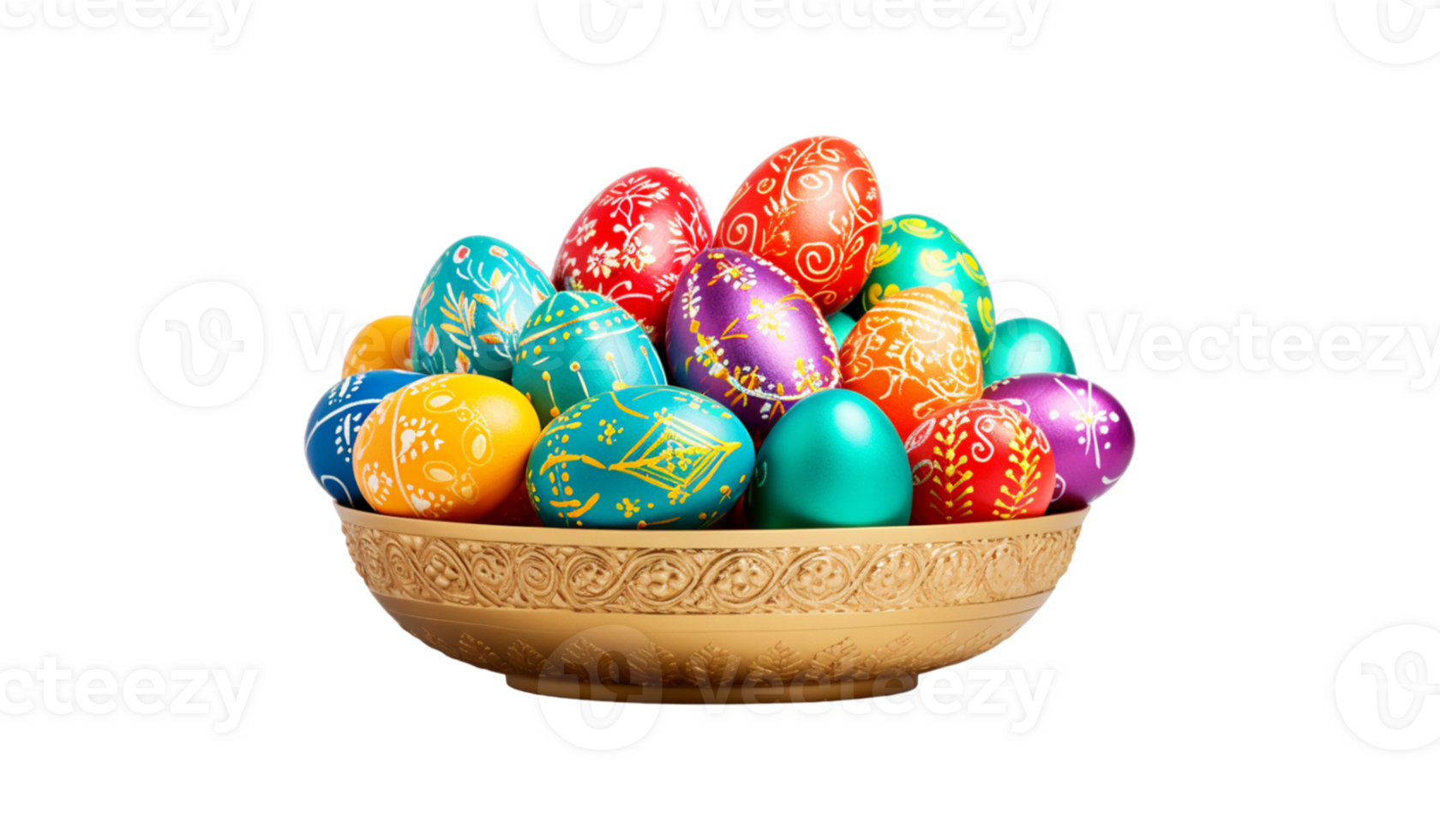 easter eggs in basket isolated on transparent background png