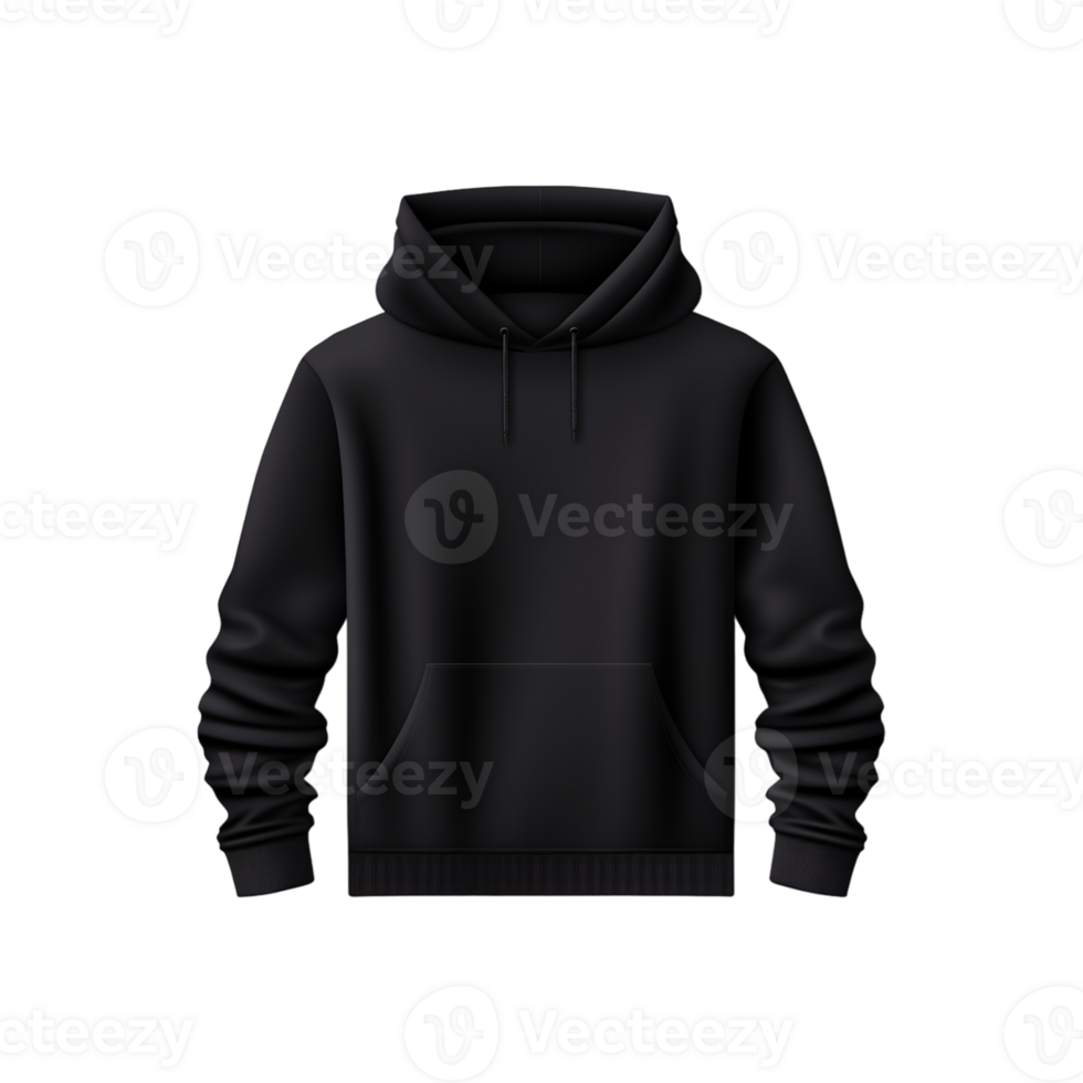 black hooded sweatshirt mockup isolated transparent background png