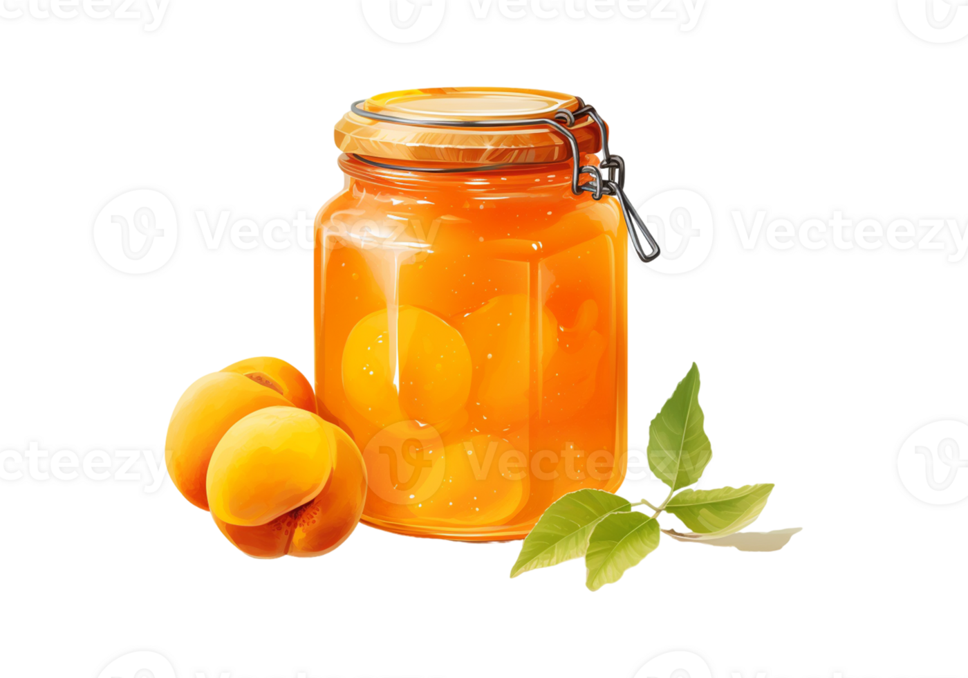Apricot juice in glass jar isolated on transparent background png