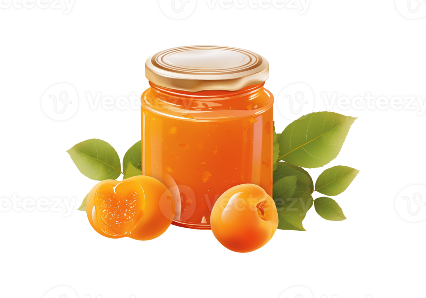 Apricot juice in glass jar isolated on transparent background png