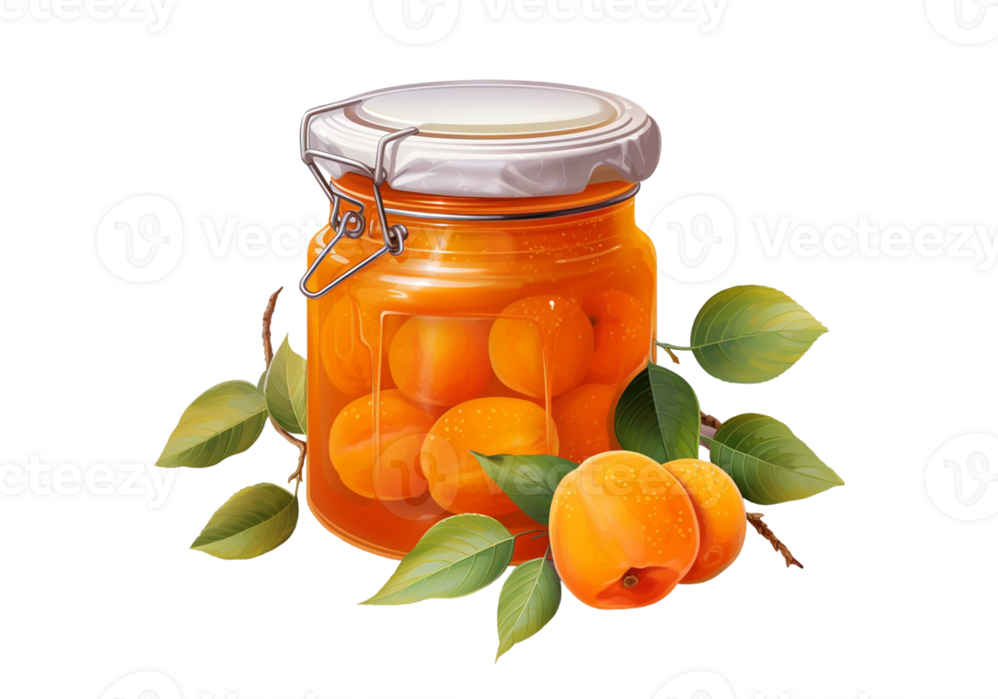 Apricot juice in glass jar isolated on transparent background png