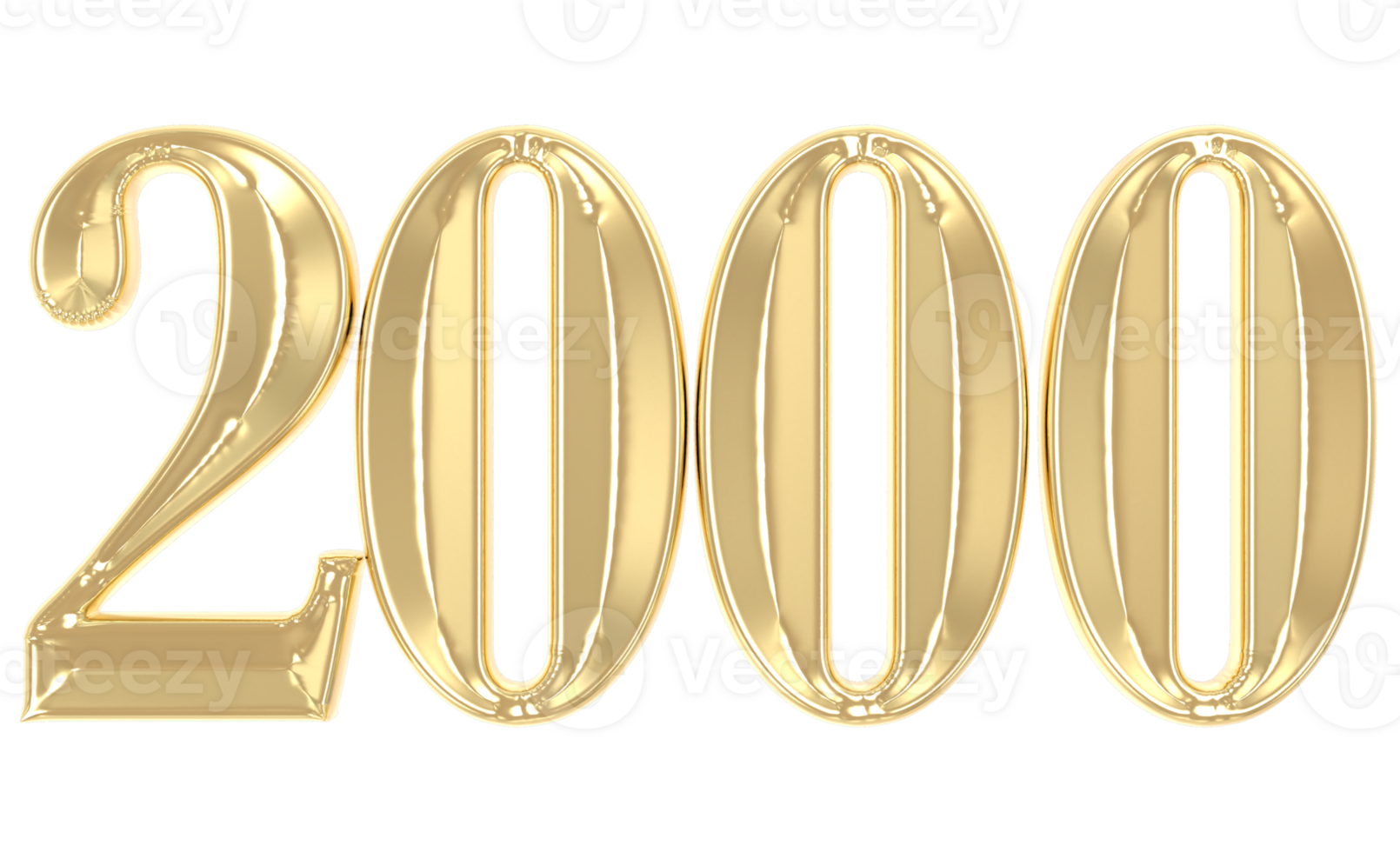 2000 Gold Number 3D Rendering png