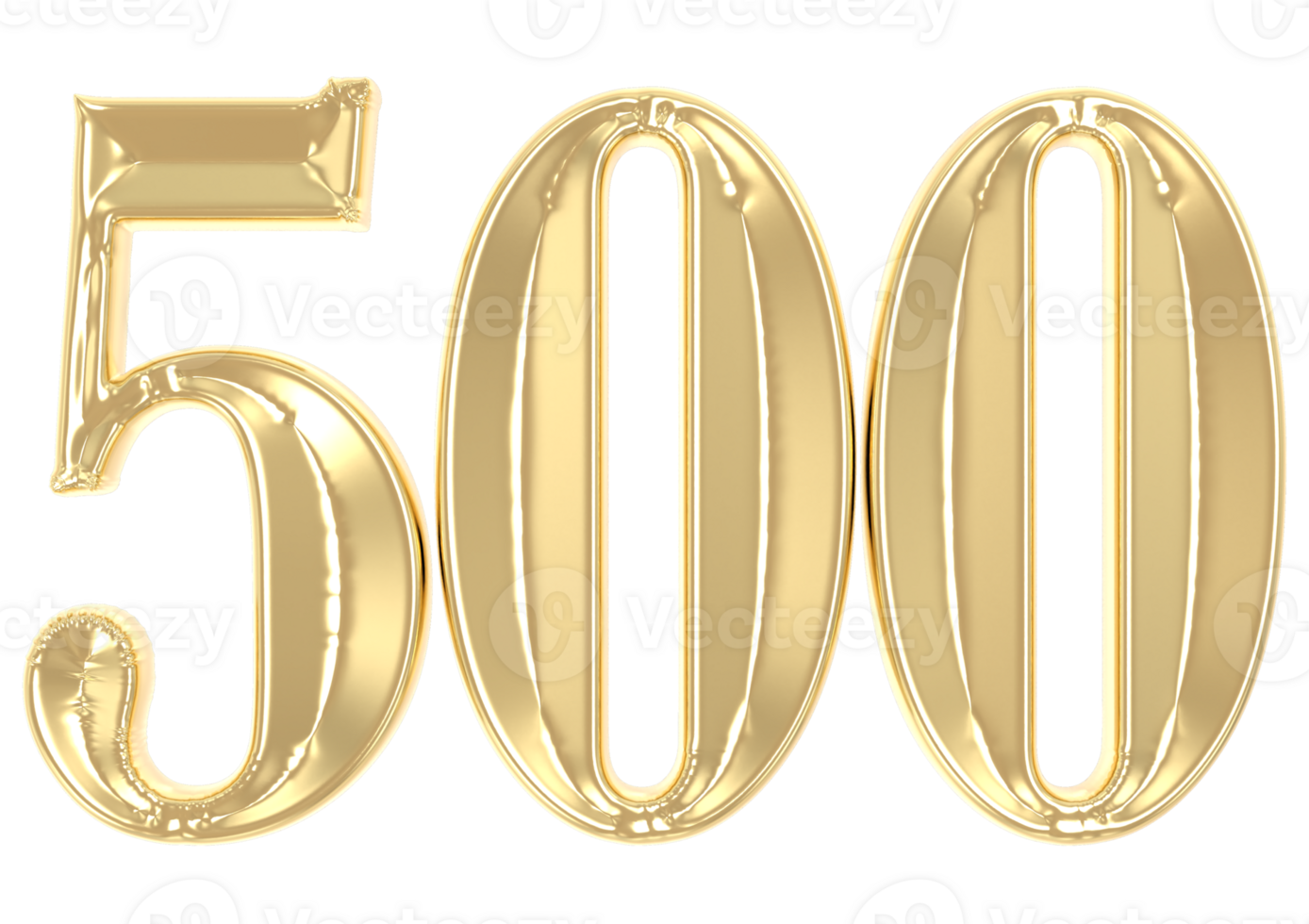 500 Gold Number 3D Rendering png