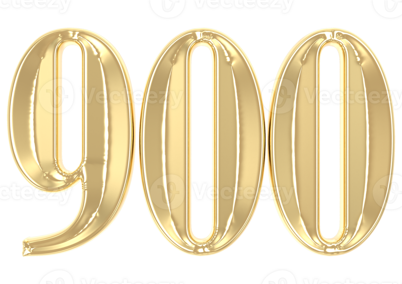 900 Gold Number 3D Rendering png