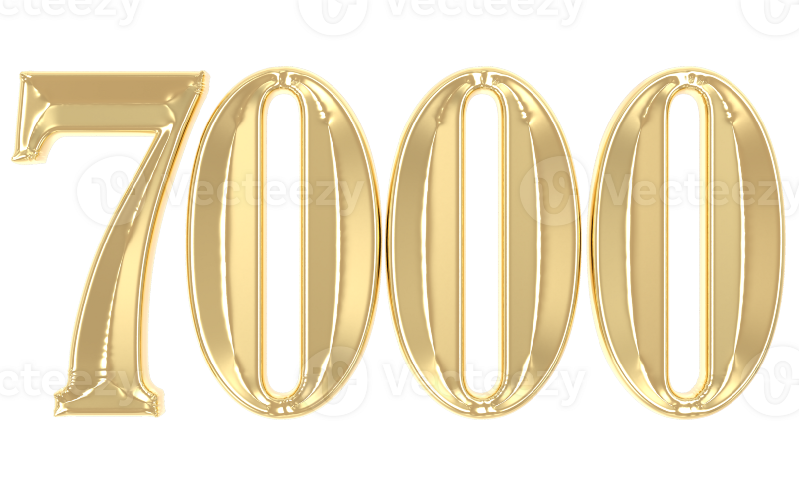 7000 Gold Number 3D Rendering png