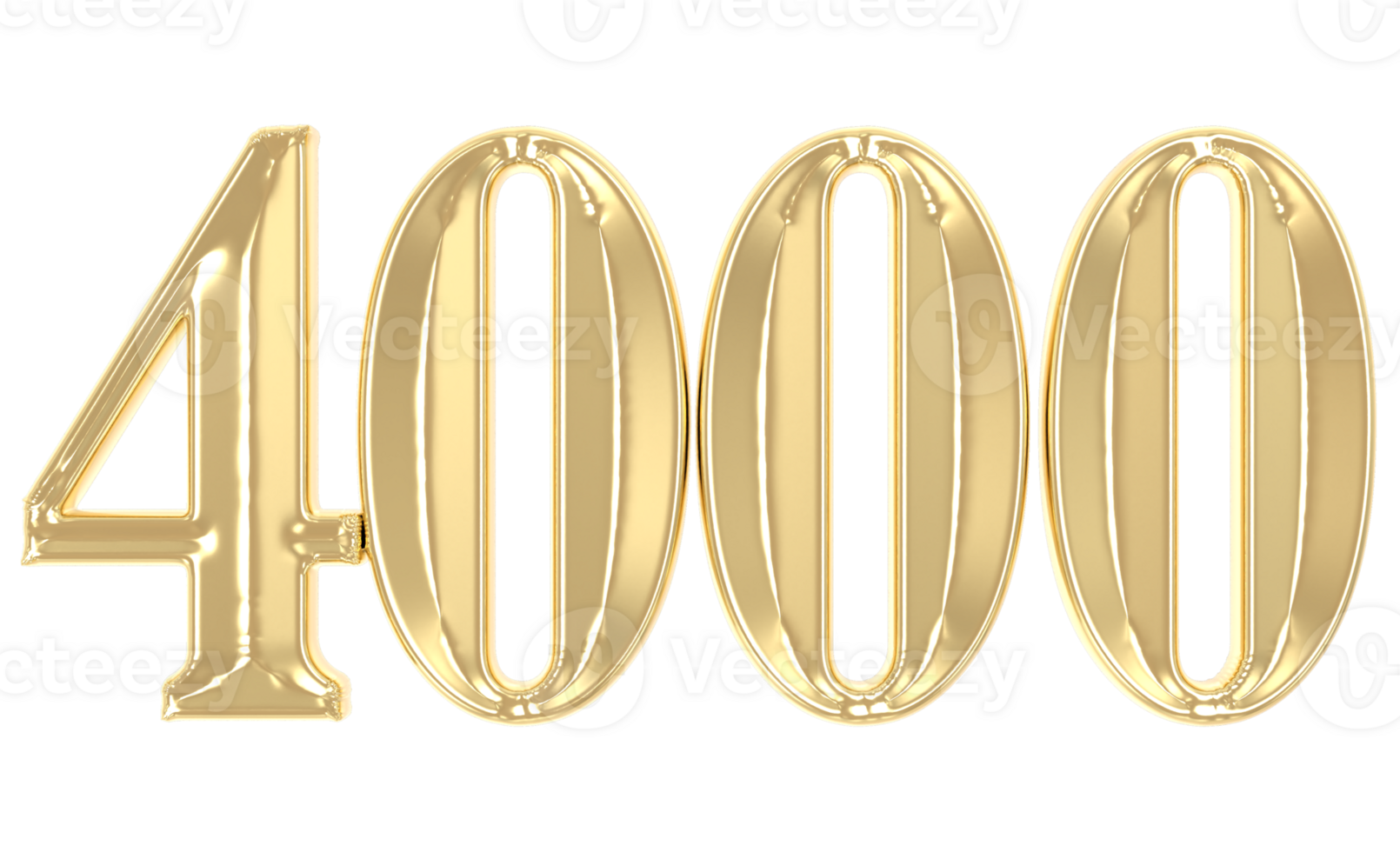 4000 Gold Number 3D Rendering png