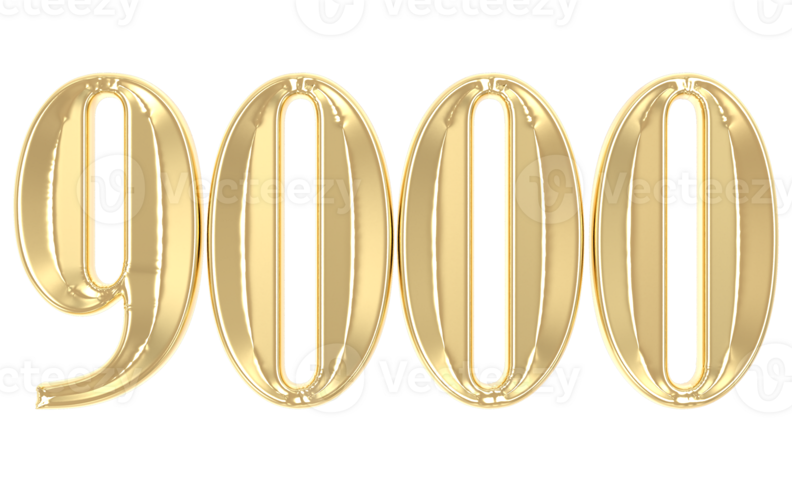 9000 Gold Number 3D Rendering png