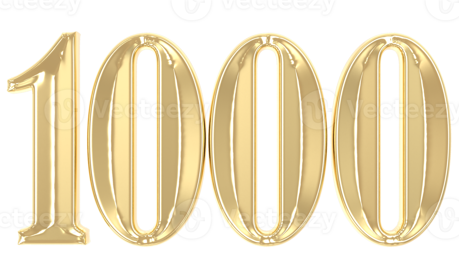 1000 Gold Number 3D Rendering png