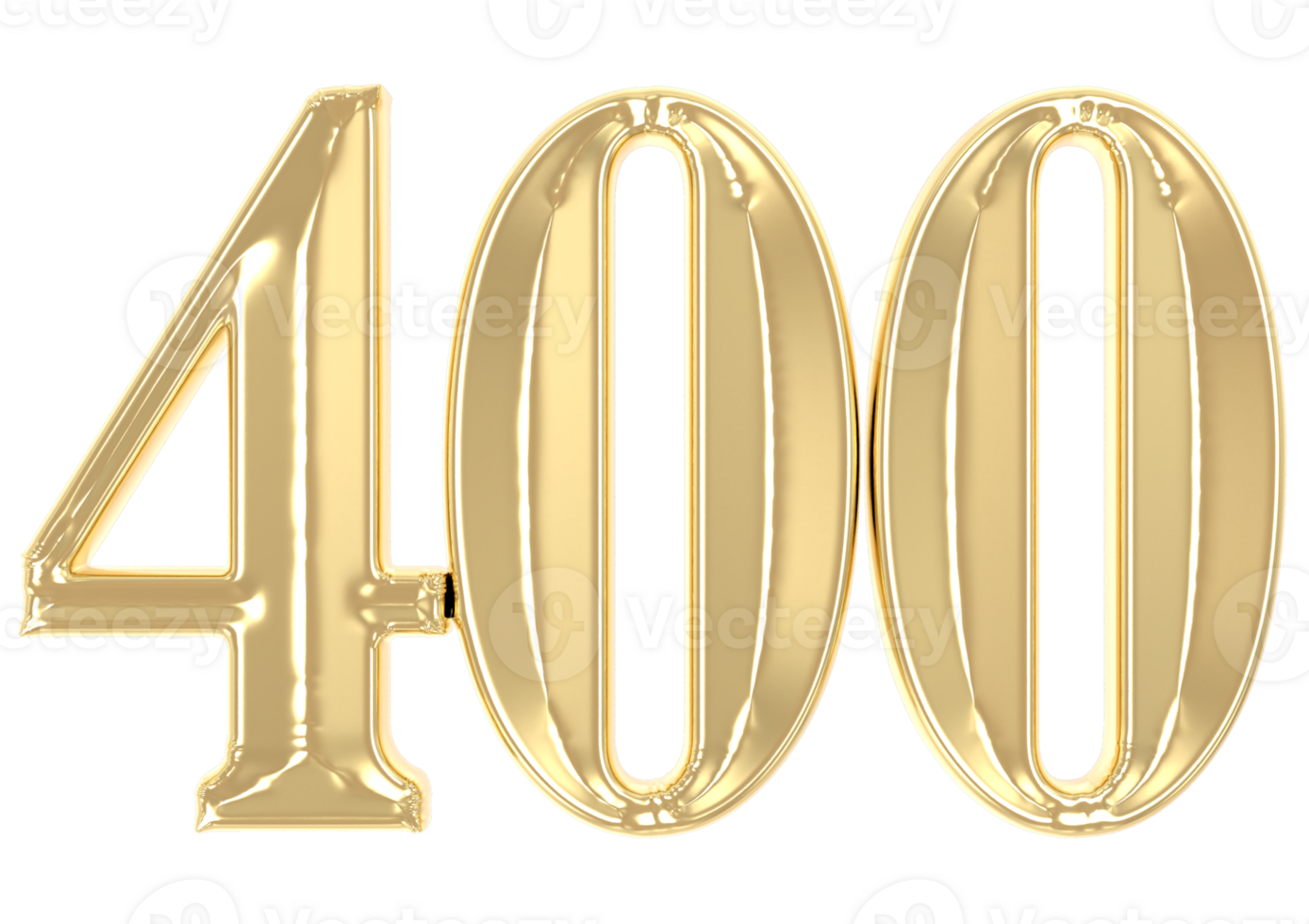 400 Gold Number 3D Rendering png