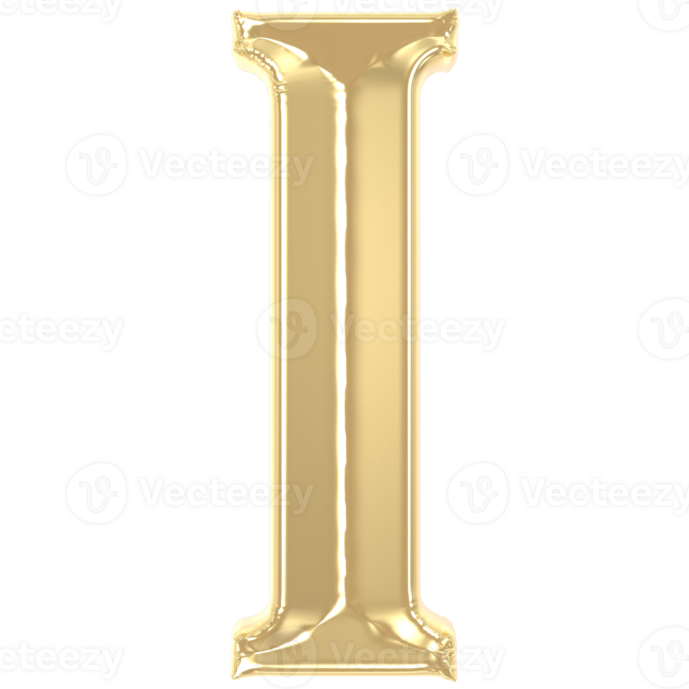 I Font Gold 3D Rendering png