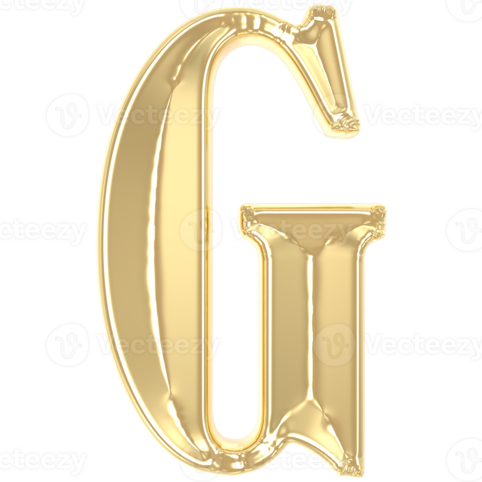 G Font Gold 3D Rendering png