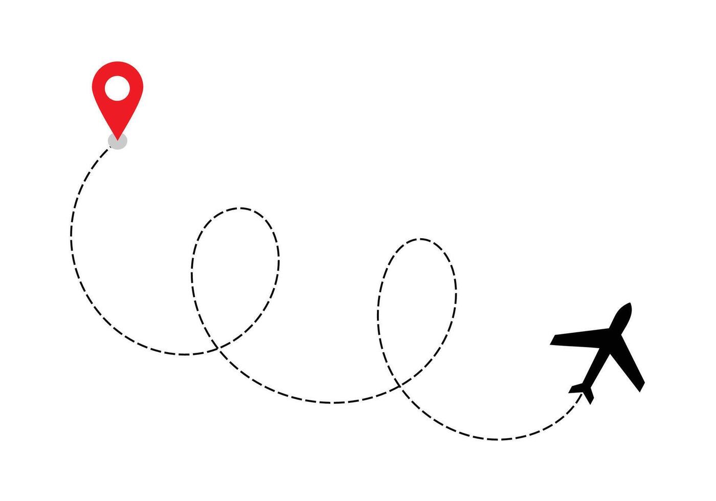 Airplane dotted route line the way airplane. Flying with a dashed line from the starting point and along the path. illustration vector