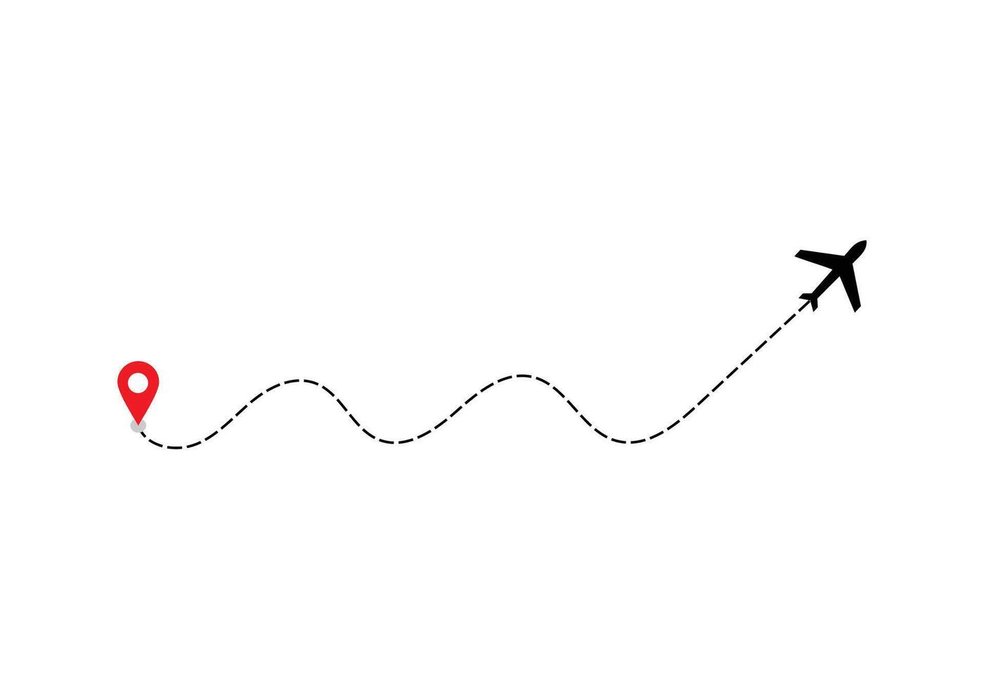 Airplane dotted route line the way airplane. Flying with a dashed line from the starting point and along the path. illustration vector