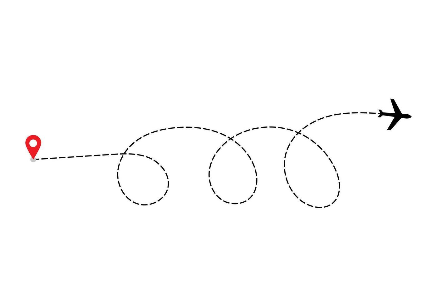 Airplane dotted route line the way airplane. Flying with a dashed line from the starting point and along the path. illustration vector