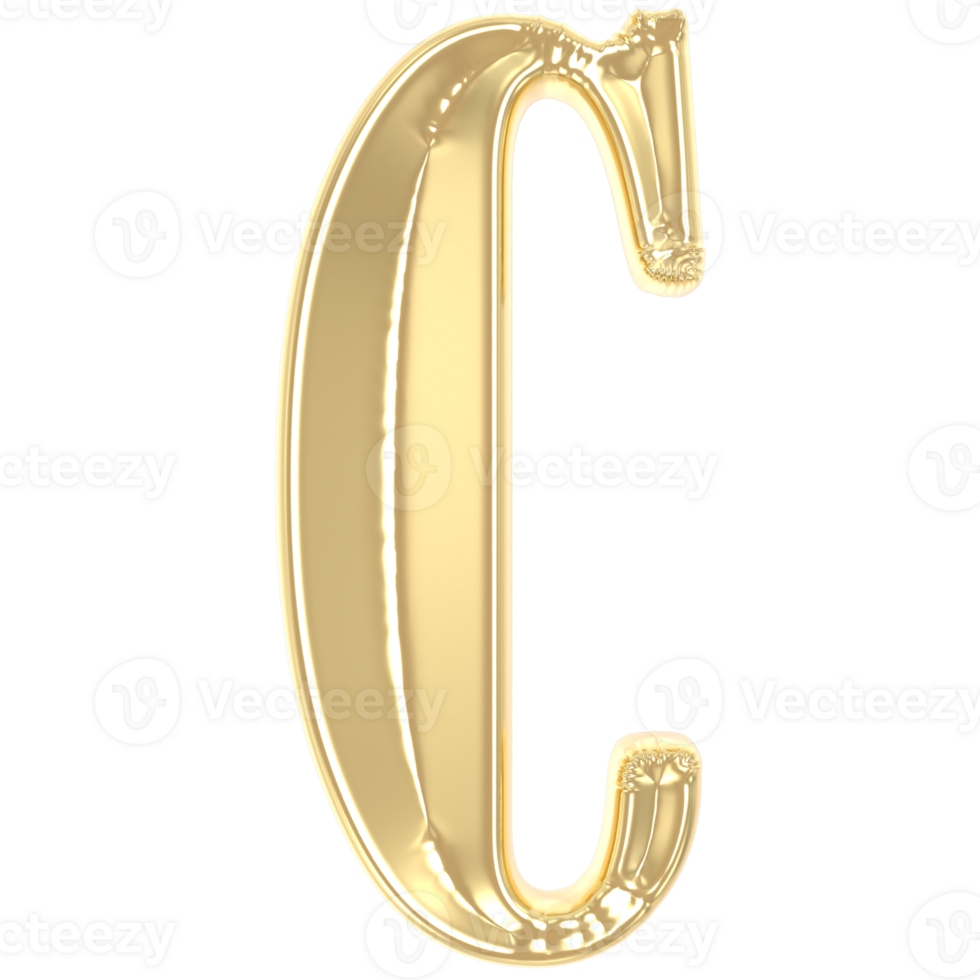 C Font Gold 3D Rendering png