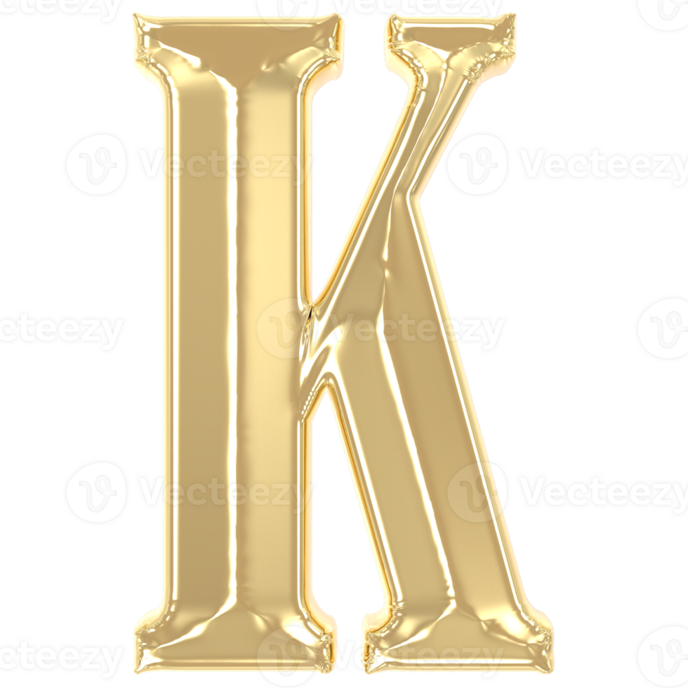K Font Gold 3D Rendering png