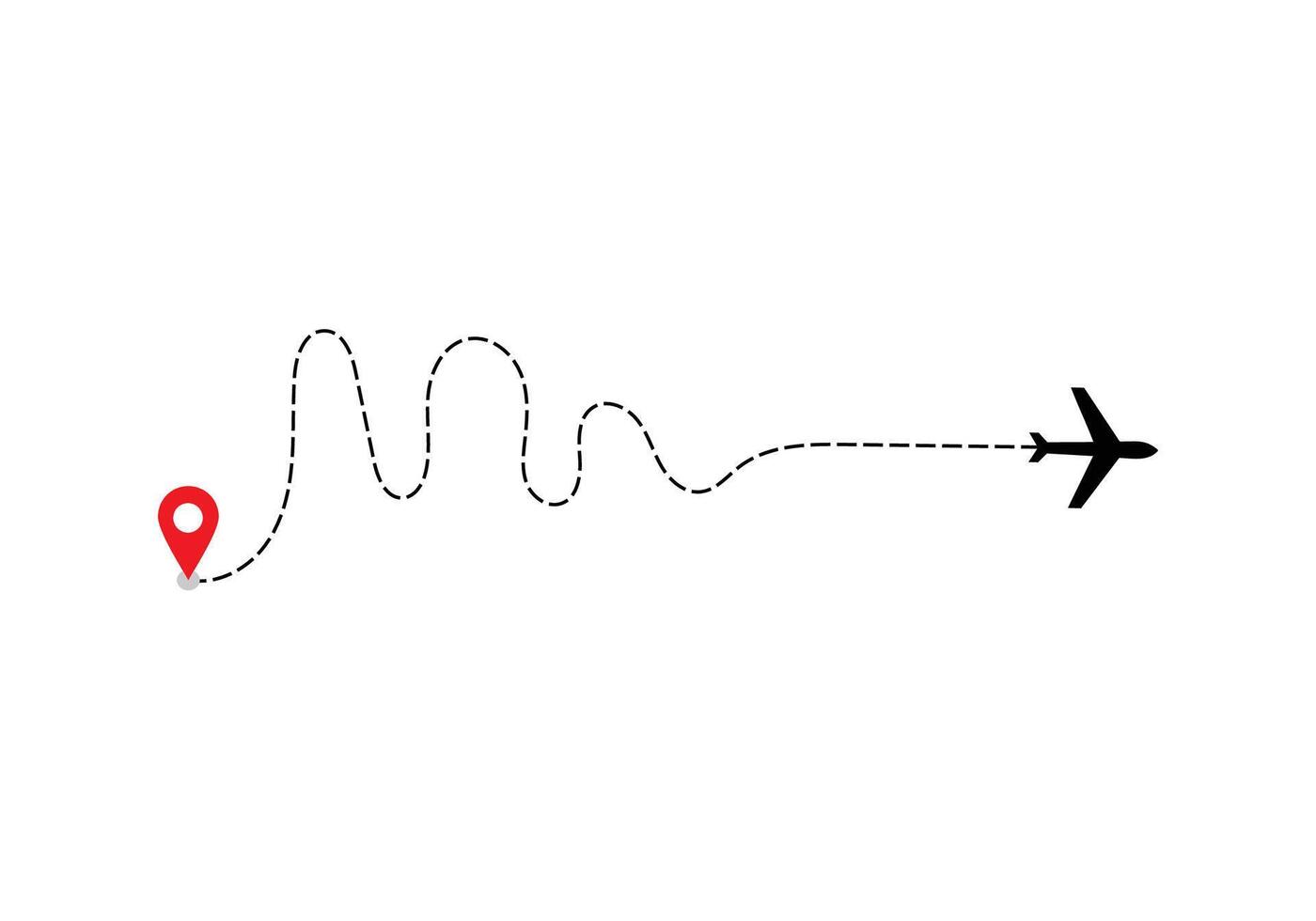 Airplane dotted route line the way airplane. Flying with a dashed line from the starting point and along the path. illustration vector