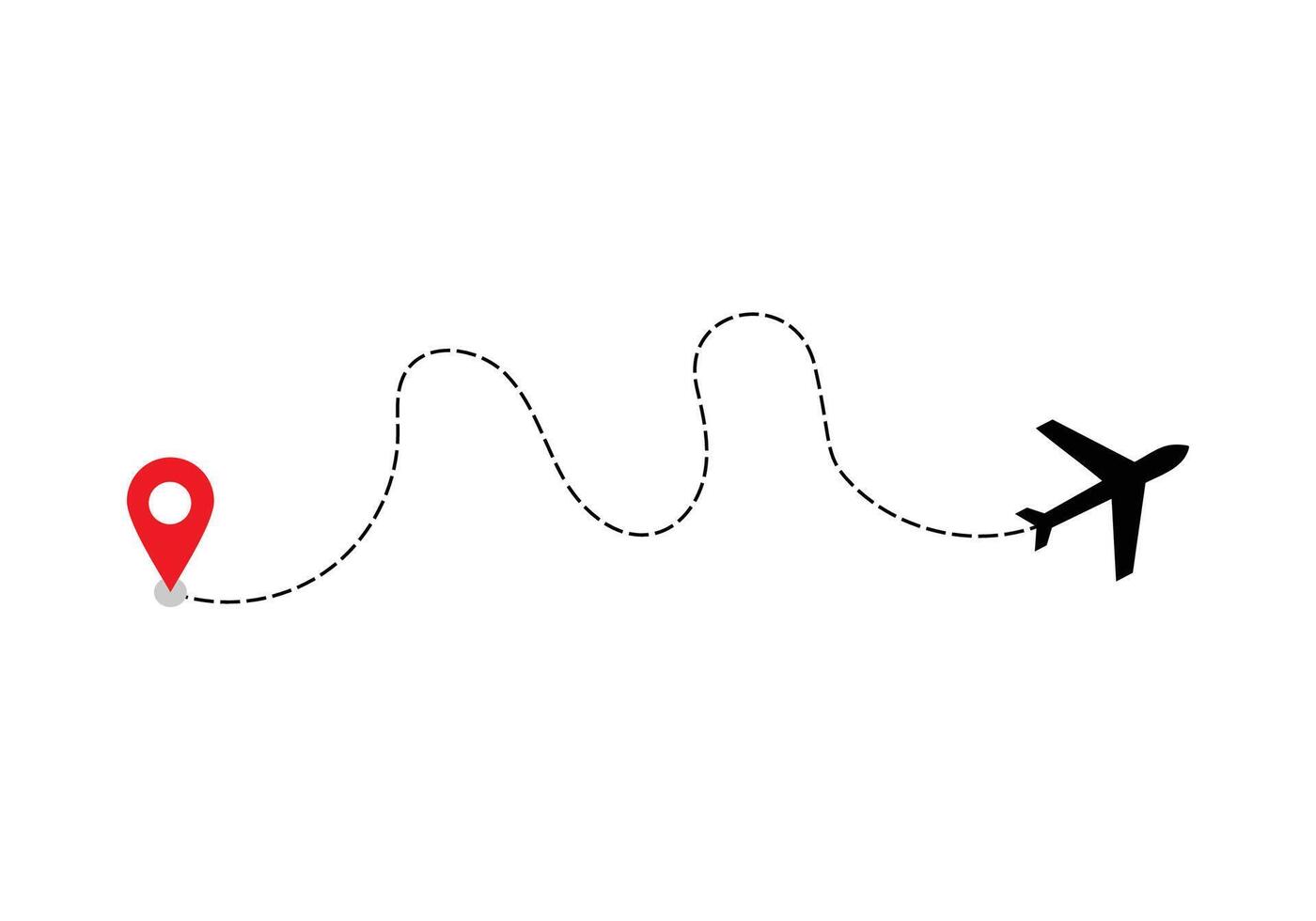 Airplane dotted route line the way airplane. Flying with a dashed line from the starting point and along the path. illustration vector