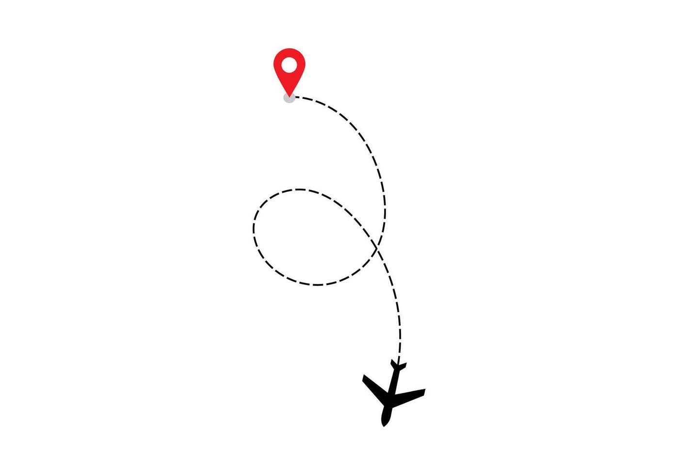 Airplane dotted route line the way airplane. Flying with a dashed line from the starting point and along the path. illustration vector