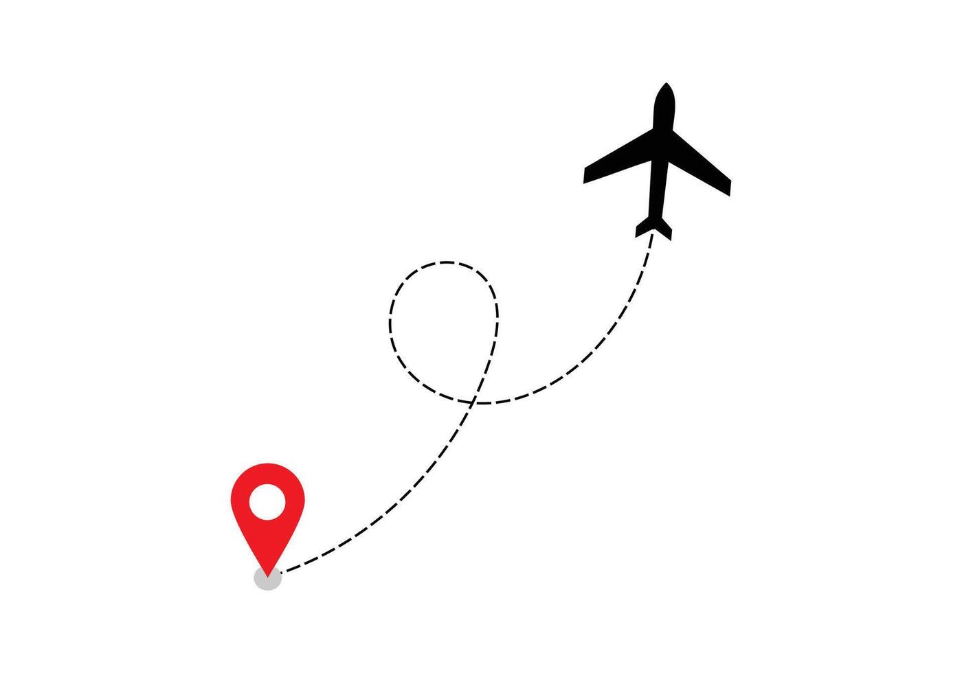 Airplane dotted route line the way airplane. Flying with a dashed line from the starting point and along the path. illustration vector