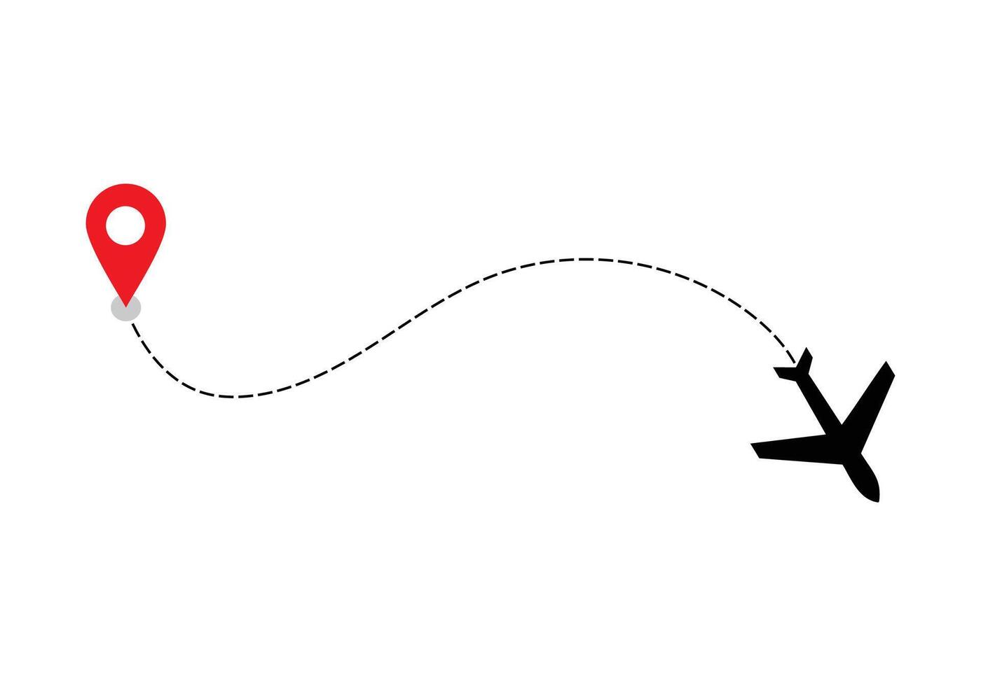 Airplane dotted route line the way airplane. Flying with a dashed line from the starting point and along the path. illustration vector
