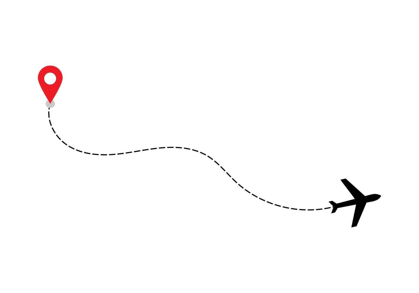 Airplane dotted route line the way airplane. Flying with a dashed line from the starting point and along the path. illustration vector