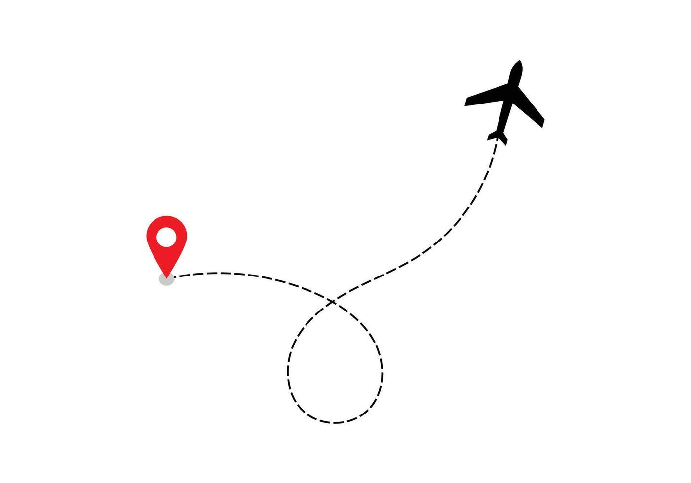 Airplane dotted route line the way airplane. Flying with a dashed line from the starting point and along the path. illustration vector