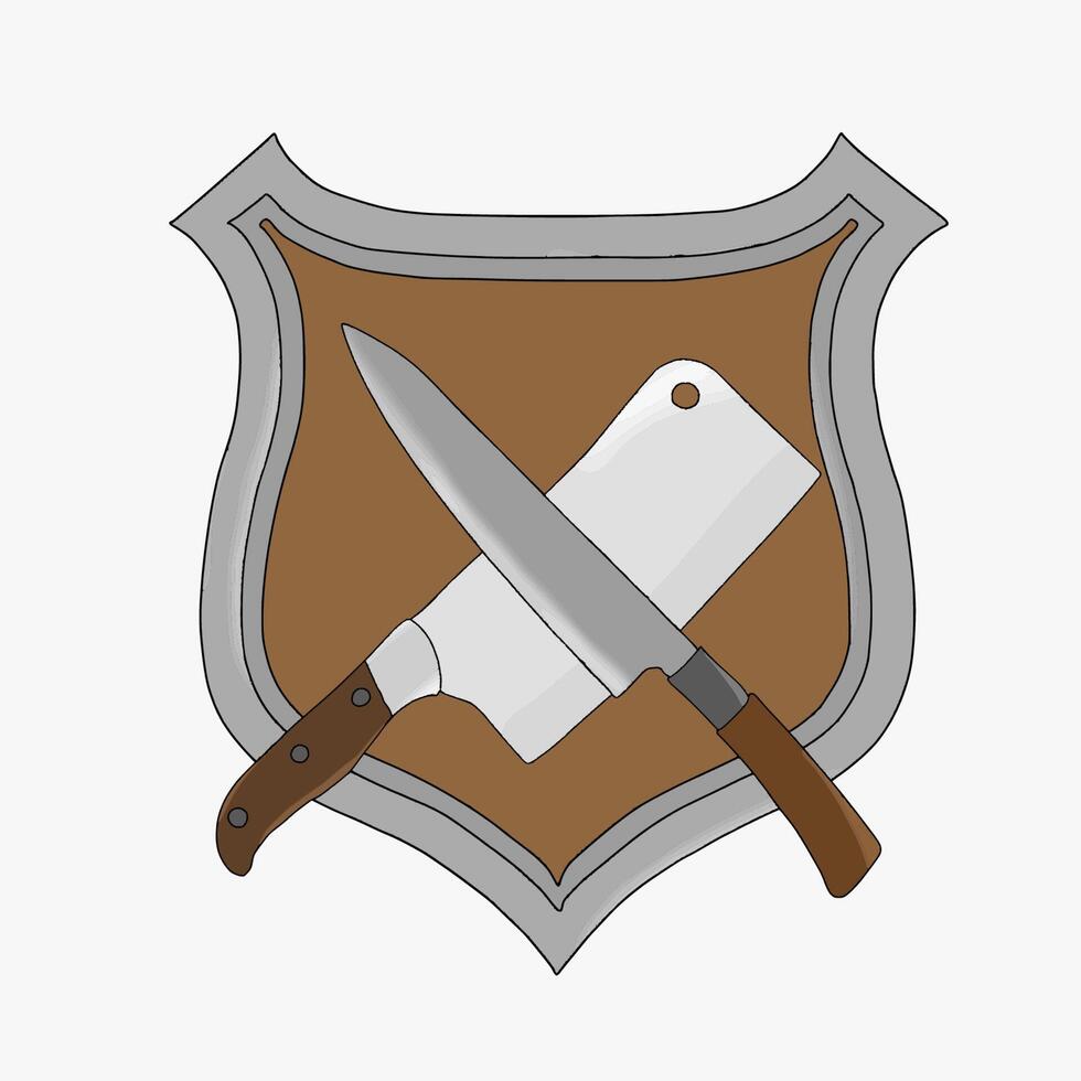 meat cutting knives and kitchen knives vector
