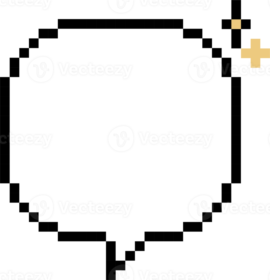 8bit retro game pixel speech bubble balloon icon sticker memo keyword planner text box banner png