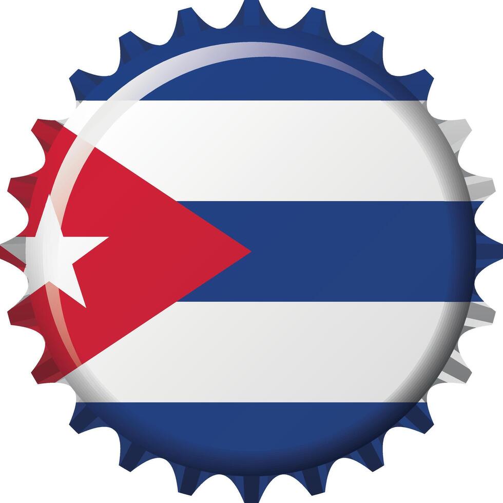 National flag of Cuba on a bottle cap. Illustration vector