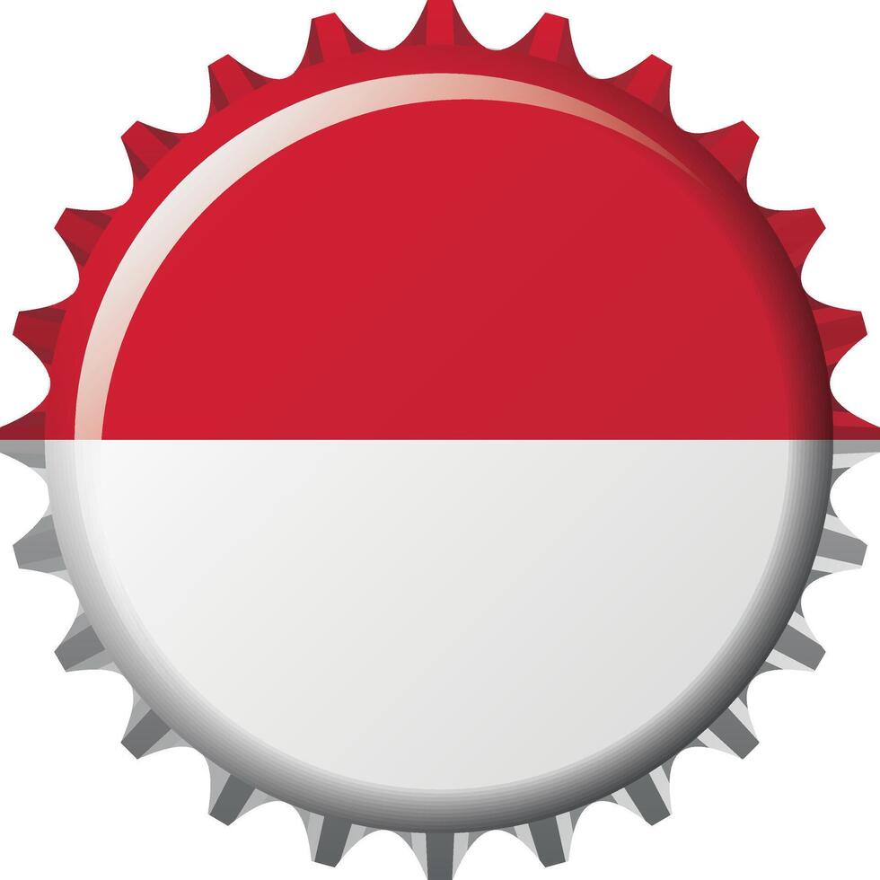 National flag of Indonesia on a bottle cap. Illustration vector
