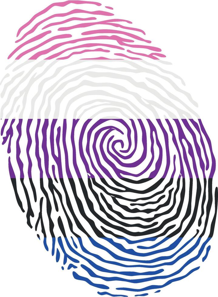 Fingerprint colored with the Genderfluid pride flag isolated on white background Illustration vector