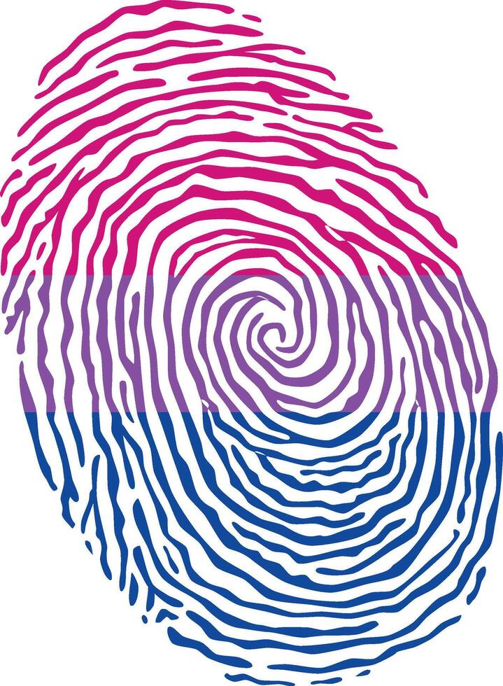 Fingerprint colored with the Bisexual pride flag isolated on white background Illustration vector