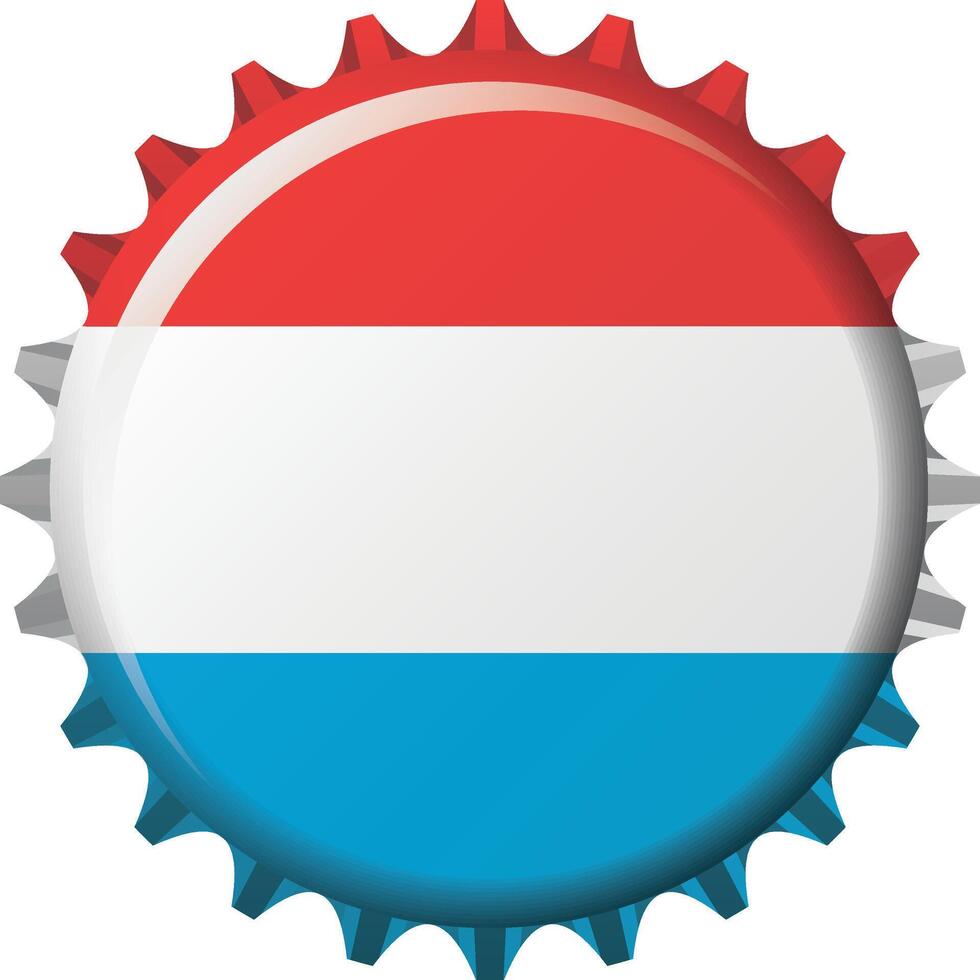 National flag of Luxembourg on a bottle cap. Illustration vector