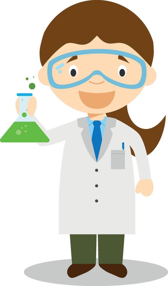 Cute cartoon illustration of a scientist. Women Professions Series vector