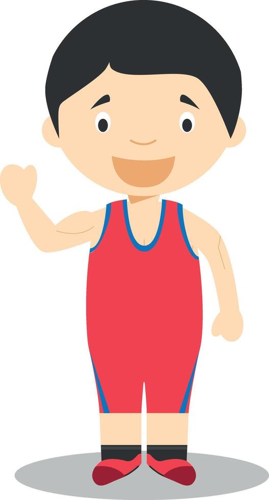 Sports cartoon illustrations. Free and Greco-Roman Wrestling vector