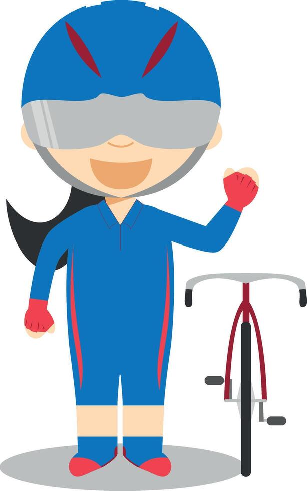 Sports cartoon illustrations. Track Cycling female vector