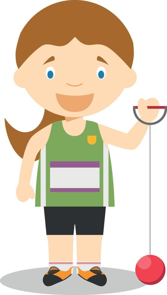 Sports cartoon illustrations. Hammer Throw female vector