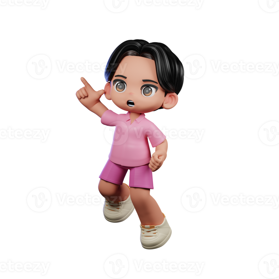 3d Cartoon Character in Pink Clothes Doing Happy Jumping Pose png