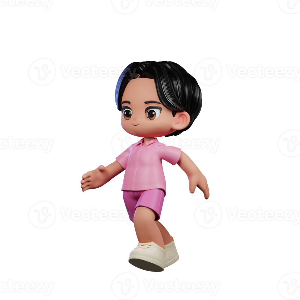 3d Cartoon Character in Pink Clothes Running Pose png