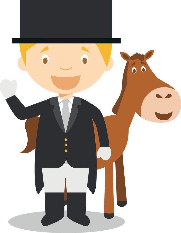 Sports cartoon illustrations. Equestrian Dressage vector
