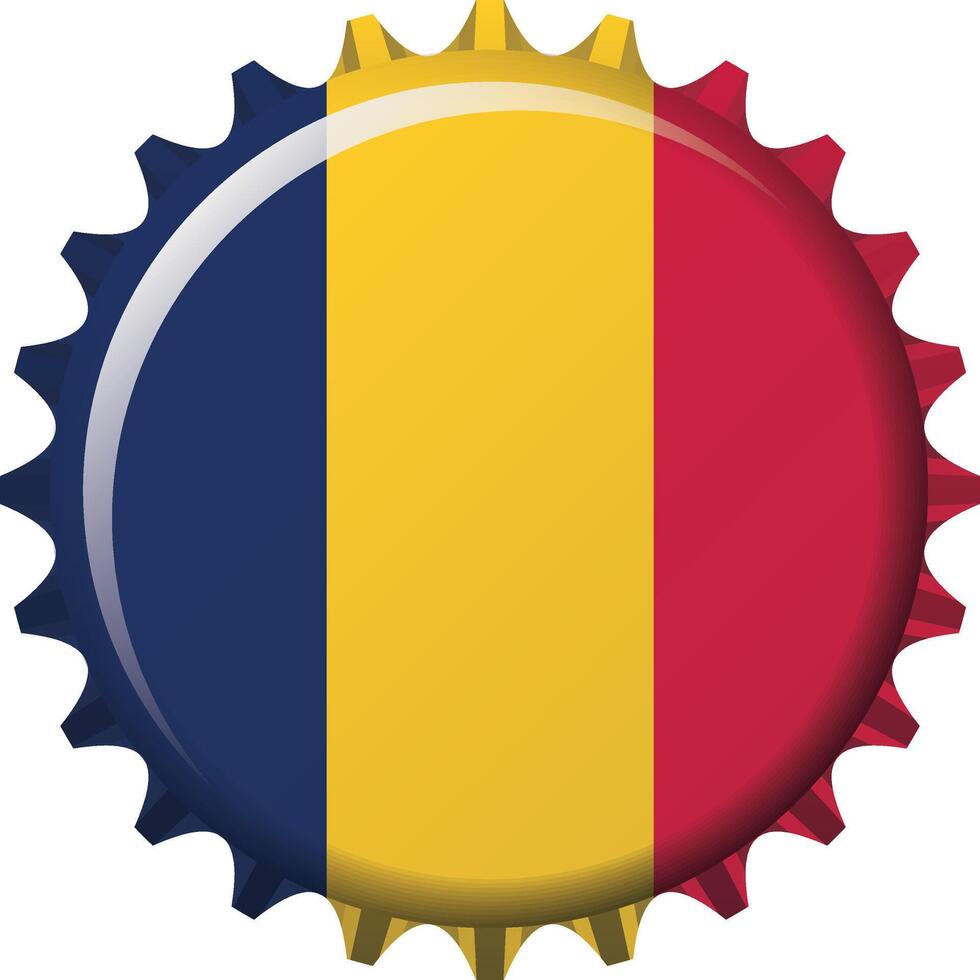 National flag of Chad on a bottle cap. Illustration vector