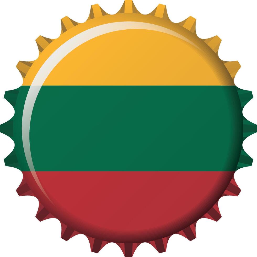 National flag of Lithuania on a bottle cap. Illustration vector