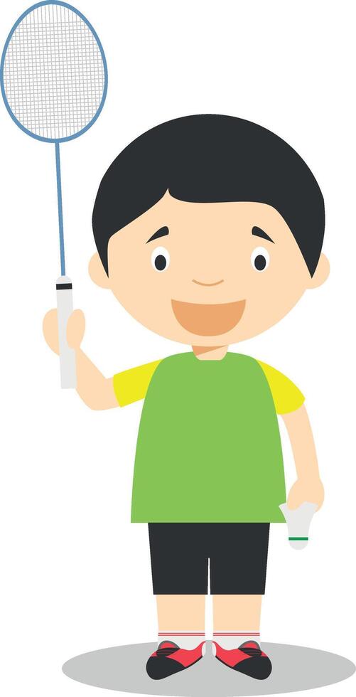 Sports cartoon illustrations. Badminton vector