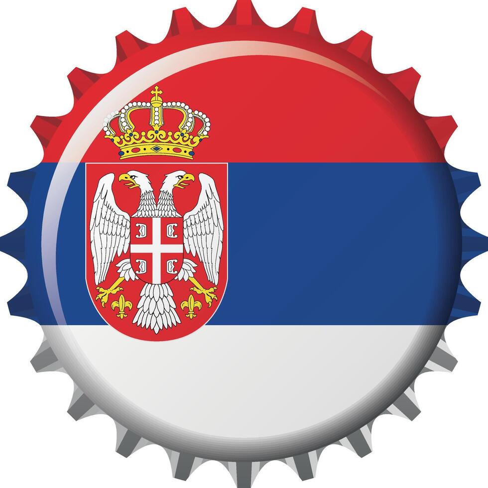National flag of Serbia on a bottle cap. Illustration vector