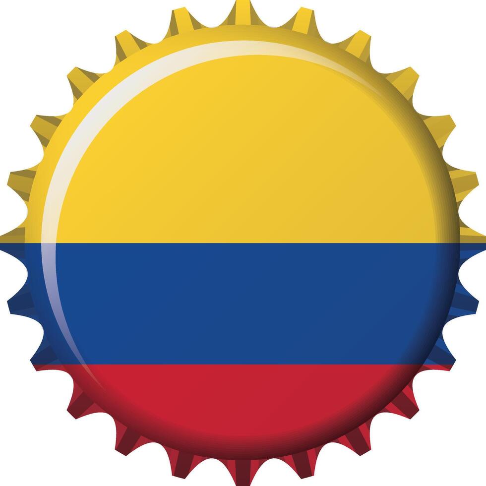 National flag of Colombia on a bottle cap. Illustration vector