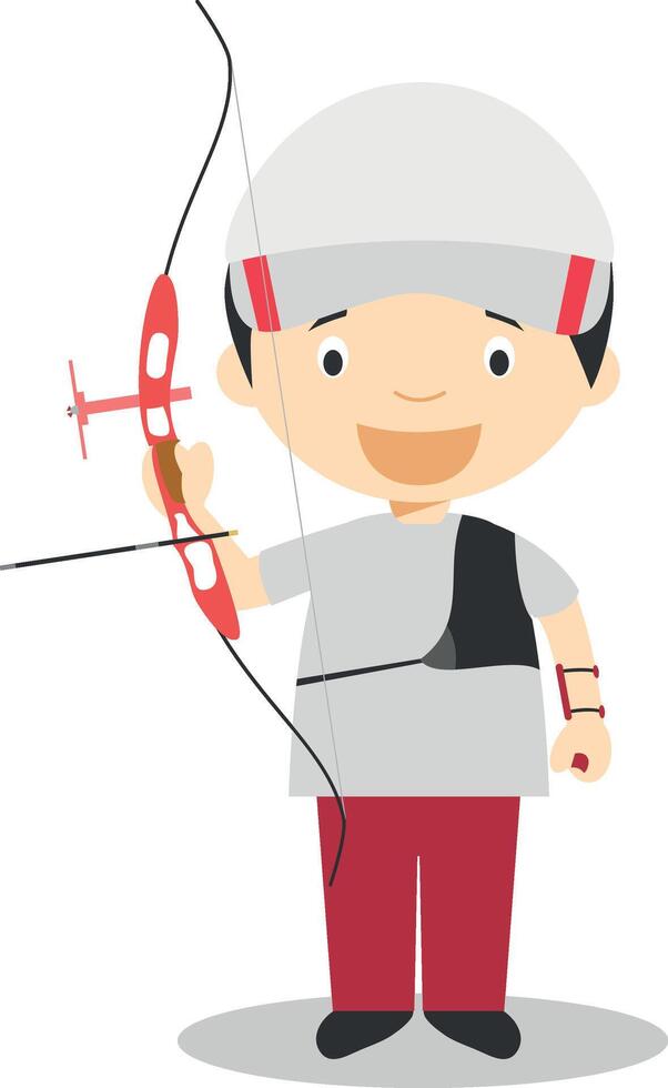 Sports cartoon illustrations. Archery vector