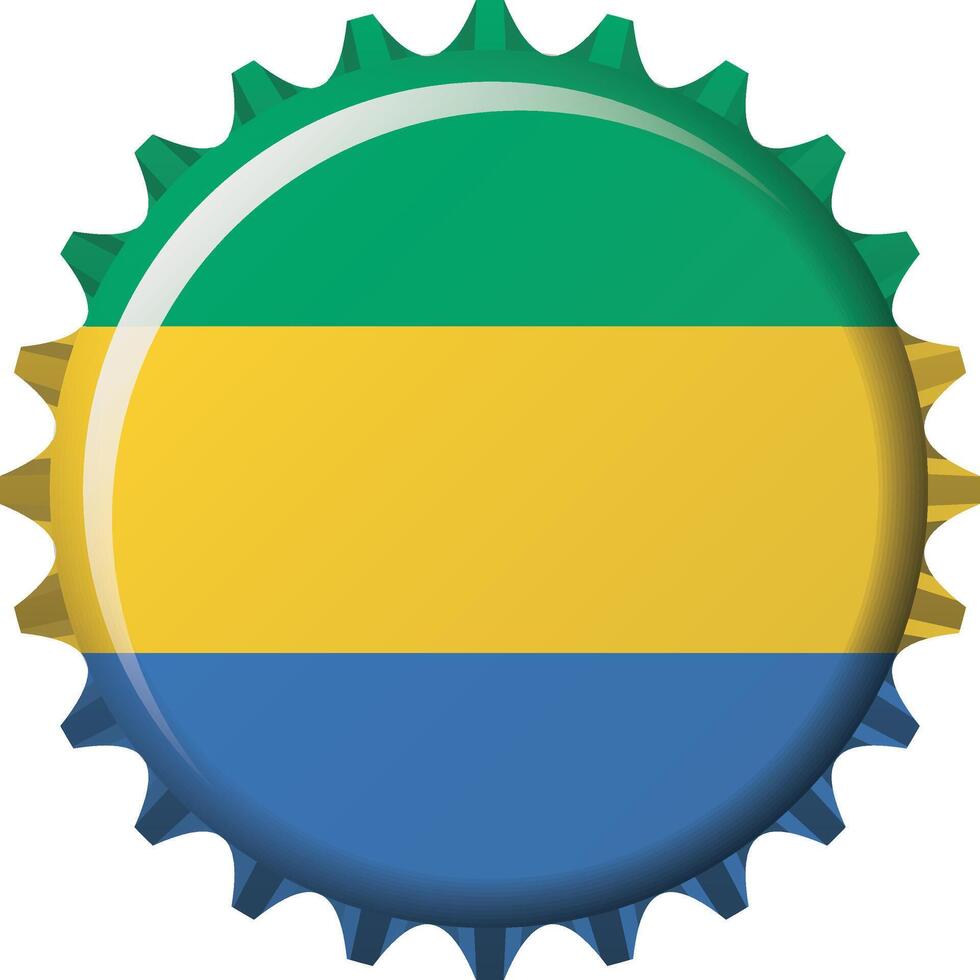 National flag of Gabon on a bottle cap. Illustration vector