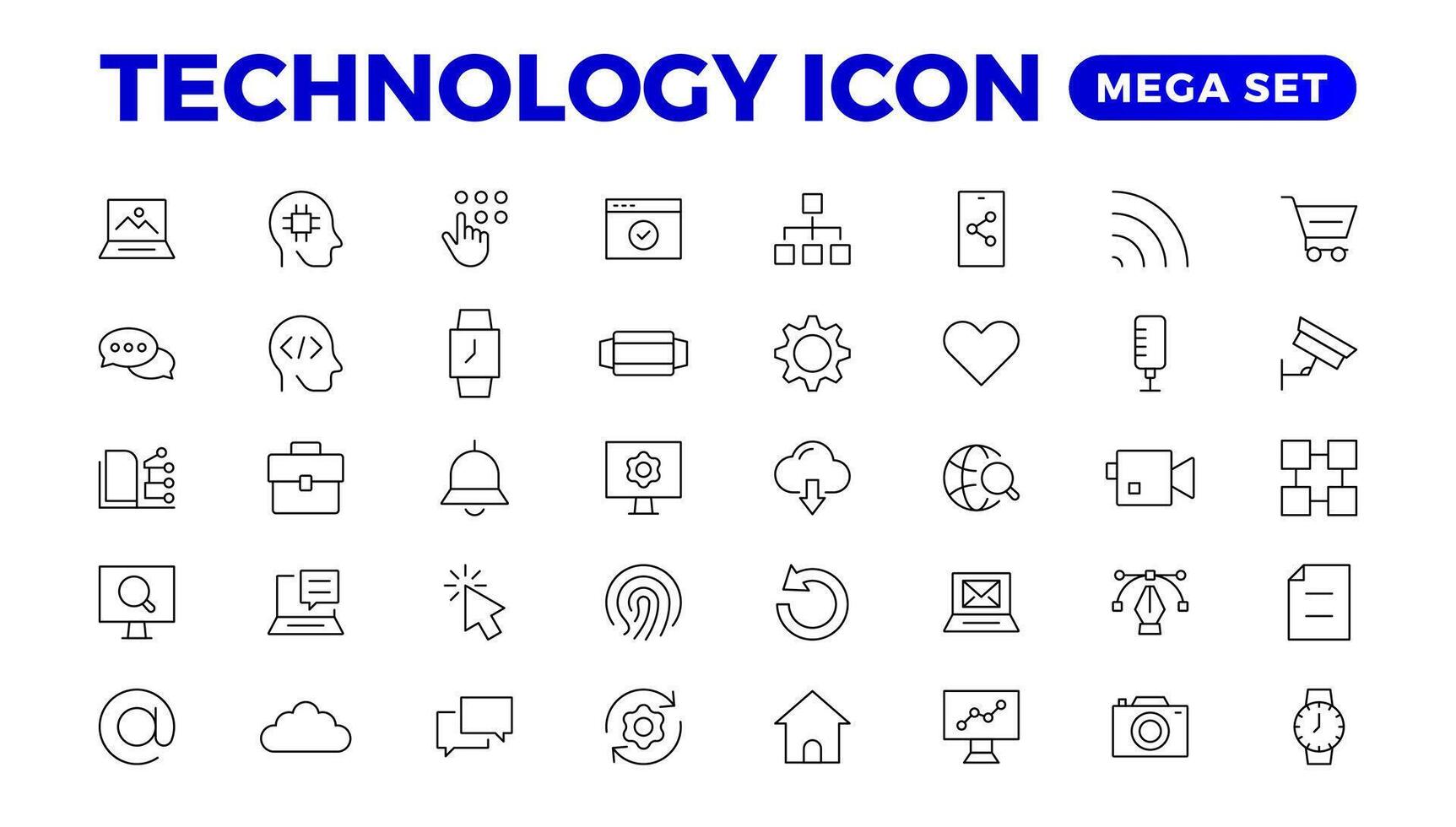 Technology line icons. Technological and device in various industries. Icons for websites, applications and creative outline icon. vector