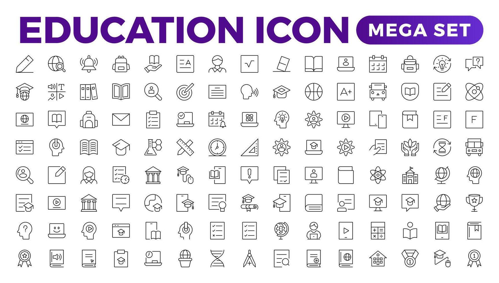Education line icon collection. Set of line icons of education for modern concepts, web, and apps. Set of flat signs and symbols for web and apps. vector